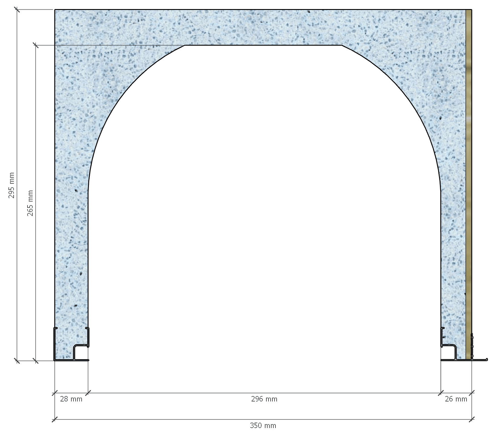 Image de Coffre (6 m) modèle traditionnel, L: 350, H: 295, tunnel: 296, rail 827/8H, finition fibragglo, couleur bleu