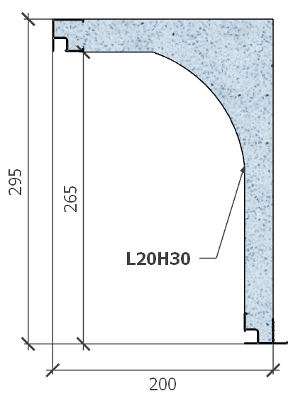 Image de Coffre (6 m) modèle demi-linteau, L: 200, H: 295, tunnel: 174, rail 827/8H, finition primaire d'accroche gris, couleur bleu